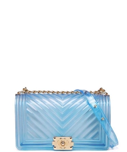 Translucent Embossed Jelly Crossbody Bag 7081 BLUE